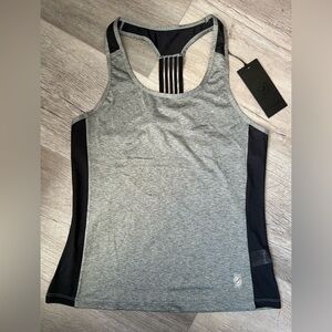 Zumba Fitness Gray and Blue Fitted Racerback Tank Top Small